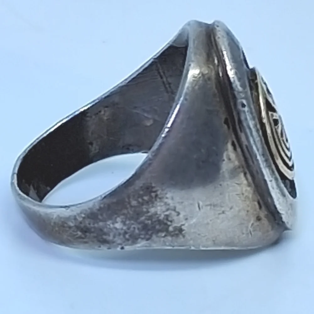 * 14k Gold & 925 Sterling Silver Hopi Man In The Maze Ring By Jason Takala
